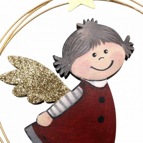 Floristik24 Engel im Dekoring zum Hängen Holz, Metall Ø14cm 6St