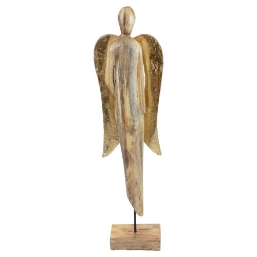 Holzengel Holzfigur Engel Deko Natur Gold 17×9,5×58cm