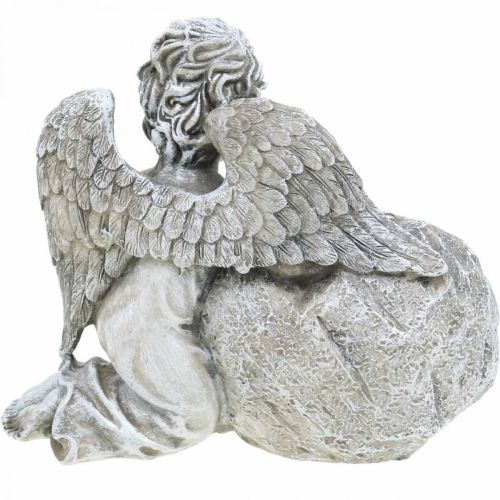 Floristik24 Engel mit Herz, Grabdeko, In stillem Gedenken, Engelsfigur, Trauerfloristik H15cm B18cm 2St