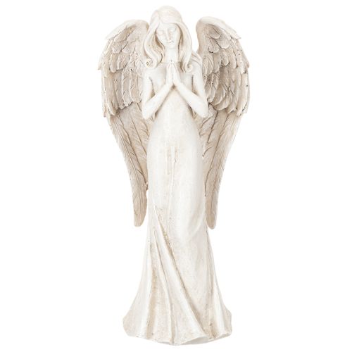 Engel Figur stehend betend 36 cm weiss Kunststein | Floristik24.ch