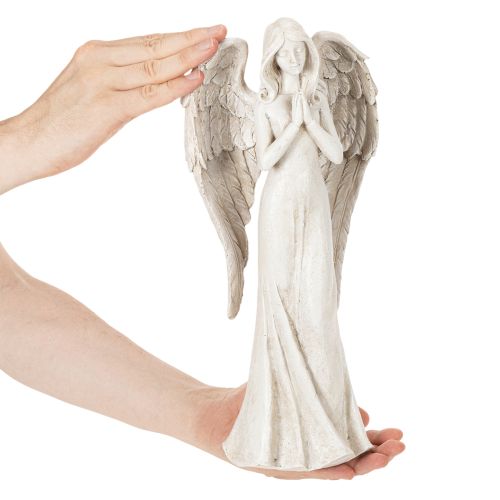 Engel Figur stehend betend 36 cm weiss Kunststein | Floristik24.ch