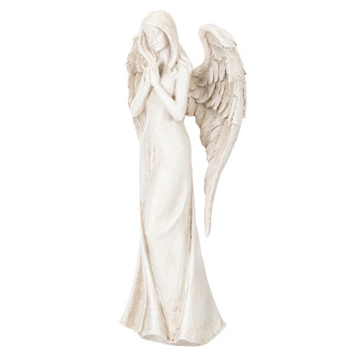 Engel Figur stehend betend 36 cm weiss Kunststein | Floristik24.ch