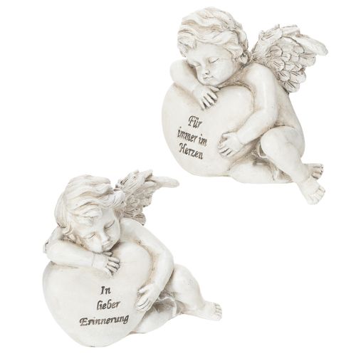 Engelfiguren aus Polyresin mit Herz und Inschrift 13 cm Grau 2er-Set für Zuhause und Dekoration online kaufen | Floristik24.ch