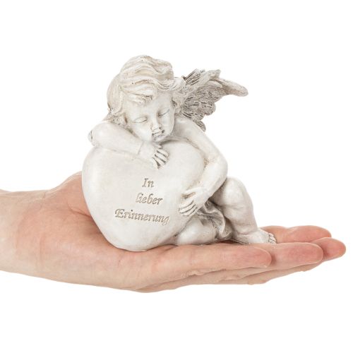 Engelfiguren aus Polyresin mit Herz und Inschrift 13 cm Grau 2er-Set für Zuhause und Dekoration | Floristik24.ch