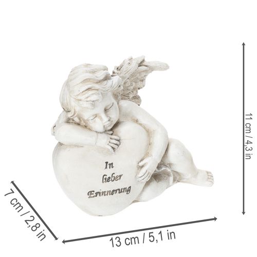 Engelfiguren aus Polyresin mit Herz und Inschrift 13 cm Grau 2er-Set für Zuhause und Dekoration | Floristik24.ch
