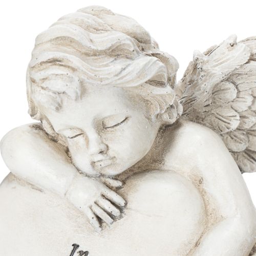Engelfiguren aus Polyresin mit Herz und Inschrift 13 cm Grau 2er-Set für Zuhause und Dekoration | Floristik24.ch
