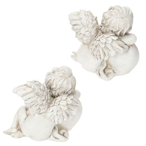 Engelfiguren aus Polyresin mit Herz und Inschrift 13 cm Grau 2er-Set für Zuhause und Dekoration | Floristik24.ch