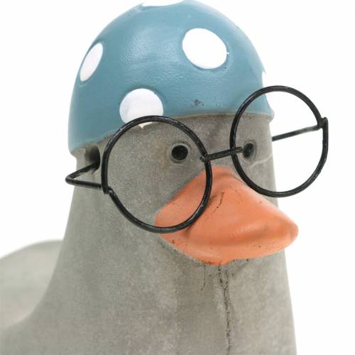 Floristik24 Deko-Ente mit Brille und Badekappe Grau 10,5cm 4St