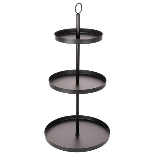 Etagere dreistöckig Metall Rund 61 cm Schwarz für Tischdekoration
