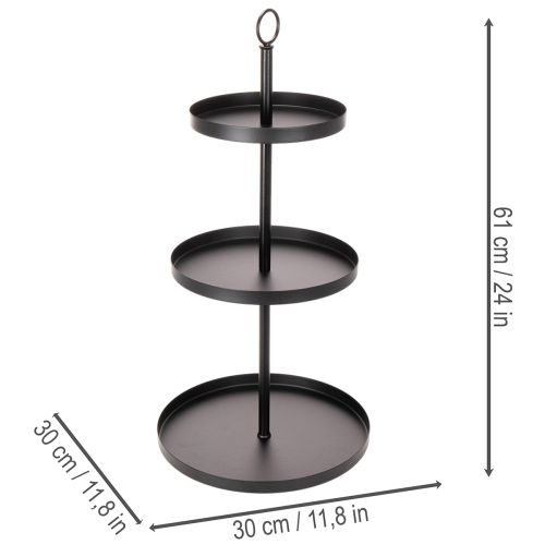 Etagere dreistöckig Metall Rund 61 cm Schwarz für Tischdekoration | Floristik24.ch
