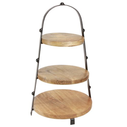 Artikel Etagere 3-stöckig Holz Deko Natur Schwarz Ø30cm H52cm