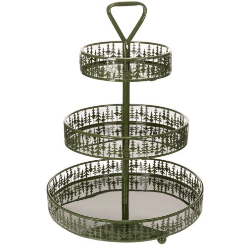 Metall-Etagere mit Tannenmuster, 3 Etagen, Grün, Ø 36 cm, H 49 cm online kaufen | Floristik24.ch