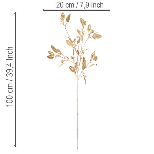 Künstlicher Eukalyptuszweig 100 cm Gold für Vase und Dekoration | Floristik24.ch