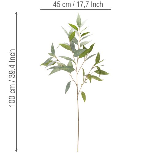Künstlicher Eukalyptuszweig aus Kunststoff naturgrün 100cm für Innenbereich | Floristik24.ch