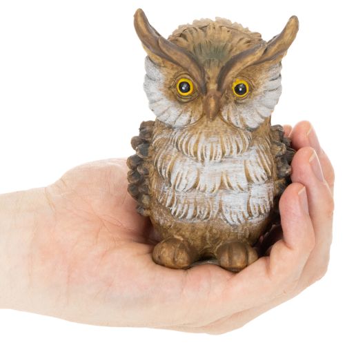 Eulenfigur aus Polyresin, sitzend, 11 cm hoch, braun-weiss | Floristik24.ch