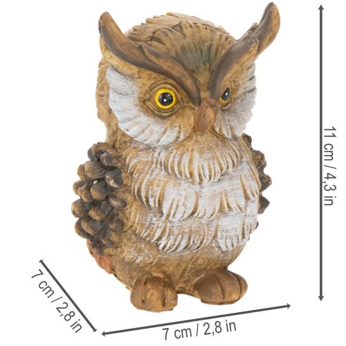 Eulenfigur aus Polyresin, sitzend, 11 cm hoch, braun-weiss | Floristik24.ch