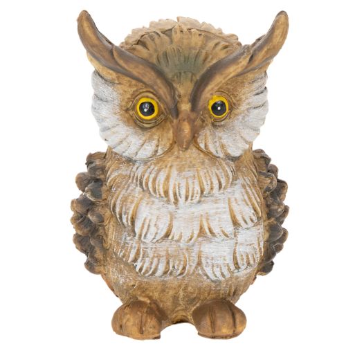 Eulenfigur aus Polyresin, sitzend, 11 cm hoch, braun-weiss | Floristik24.ch