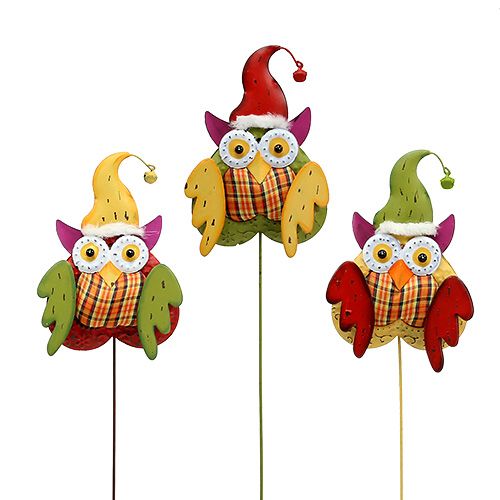 Eule als Blumenstecker Bunt 16cm L48cm 3St