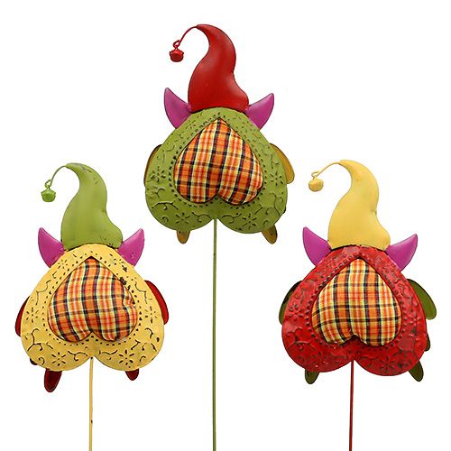 Floristik24 Eule als Blumenstecker Bunt 16cm L48cm 3St