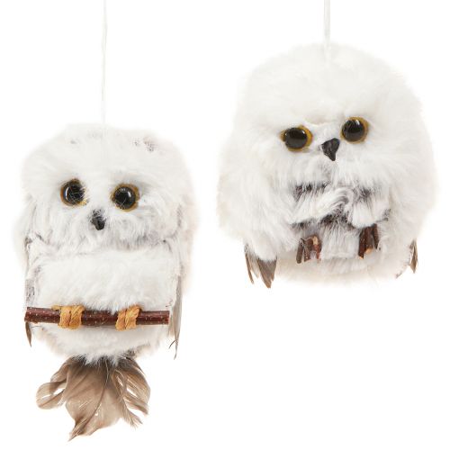 Floristik24 Eulen Deko Eulen Figuren zum Hängen Weiß Grau 6cm 4St