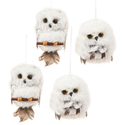 Floristik24 Eulen Deko Eulen Figuren zum Hängen Weiß Grau 6cm 4St