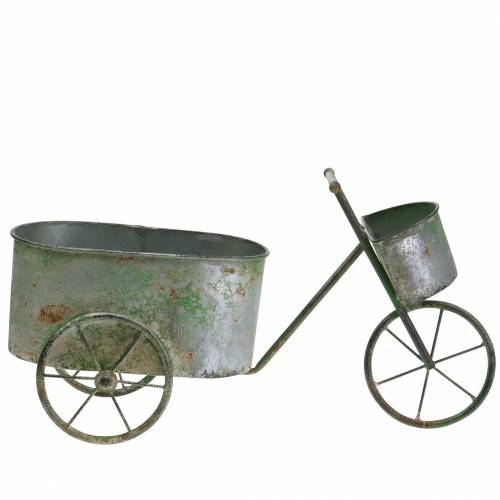 Floristik24 Blumentopf Fahrrad Zink Grau, Grün 40×14×21cm