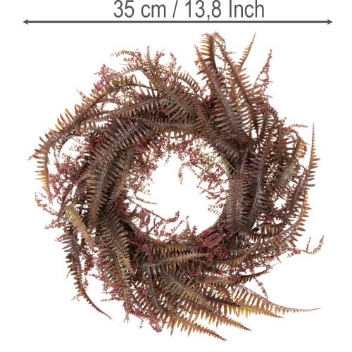 Künstlicher Kranz mit Farnzweigen aus Kunststoff, 35 cm, Bordeauxrot-Braun-Grün | Floristik24.ch