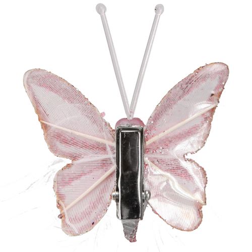 Artikel Feder Schmetterling Deko Clip Rosa Weiß 5x4,5cm 4 St