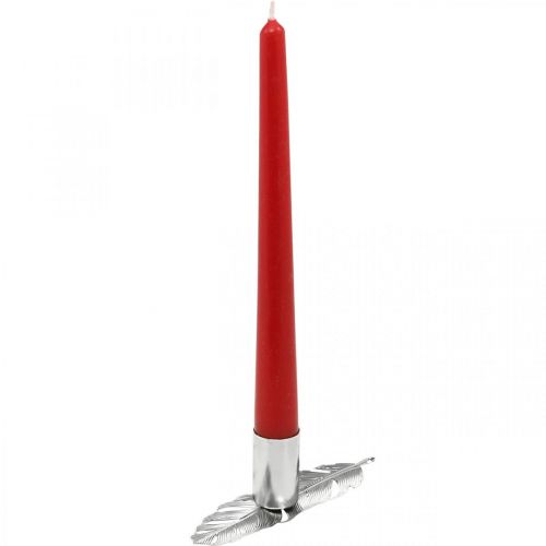 Floristik24 Federn mit Kerzenhalter, Metallfedern, Kerzenständer Silbern Ø2,2cm L13cm 4St