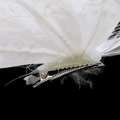 Artikel Federschmetterling 11,5cm mit Clip Weiß 3St