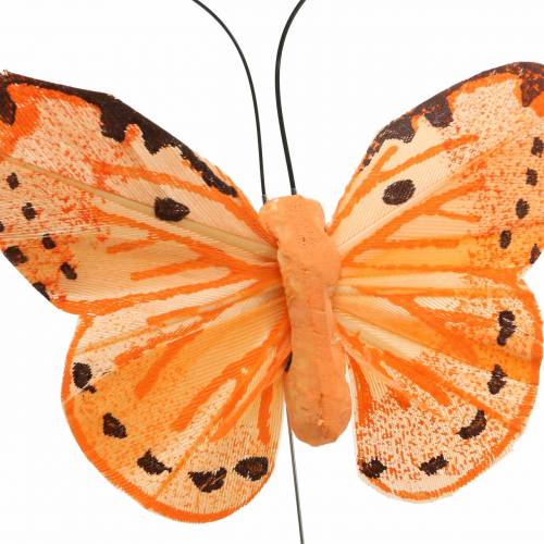 Floristik24 Schmetterling gelb orange am Draht 7 cm Draht 24 Stück