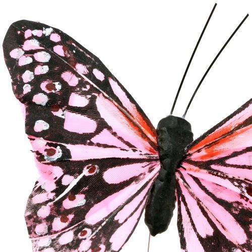 Floristik24 Schmetterling am Draht Rosa 11cm 12St