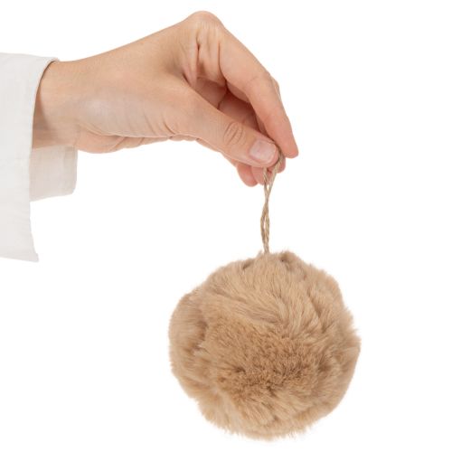 Deko-Anhänger Pompon-Kugel 10 cm Synthetik Weiss oder Braun | Floristik24.ch