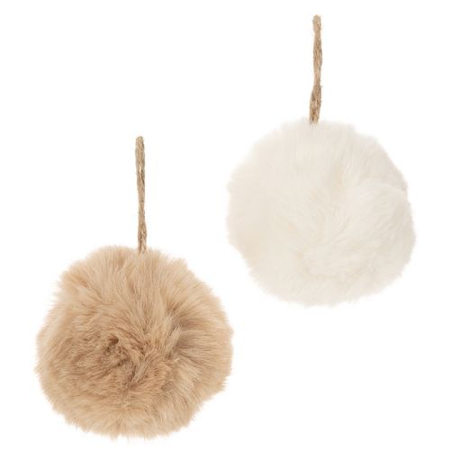 Deko-Pompons aus Kunstfell zum Aufhängen 7 cm Weiss und Beige 6 Stück online kaufen | Floristik24.ch