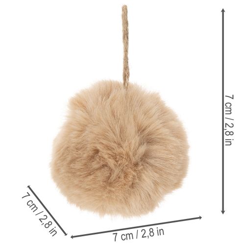 Deko-Pompons aus Kunstfell zum Aufhängen 7 cm Weiss und Beige 6 Stück | Floristik24.ch