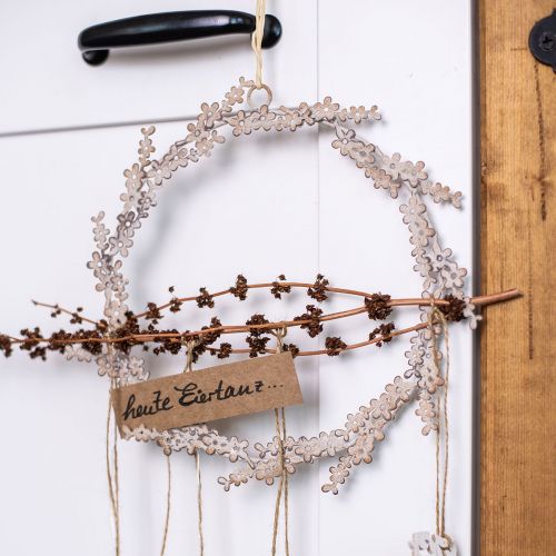 Artikel Fensterdeko Türkranz Shabby Chic Blumenkranz Metall Weiß Ø16,5cm