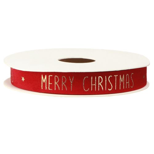 Floristik24 Festliches Weihnachtsband in Rot mit goldenem 'Merry Christmas' Schriftzug Breite 15mm Länge 5m