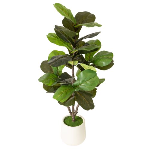 Künstliche Ficus lyrata 120 cm aus Kunststoff und Textil, grün