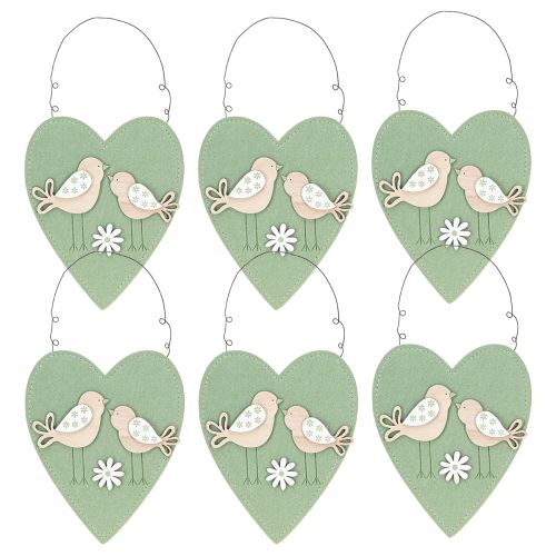 Artikel Filz Herz zum Aufhängen Vogel Grün Natur 17x21cm 6 St