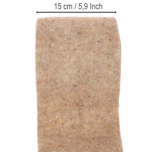 Wollfilzband zweifarbig Braun-Weiss, 15 cm breit, 5 m, als Topfband und für Floristik | Floristik24.ch