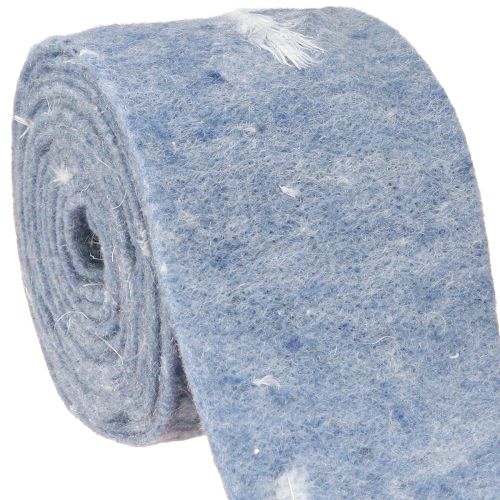 Floristik24 Filzband Wollband Dekostoff Blau Federn Wollfilz 15cm 5m