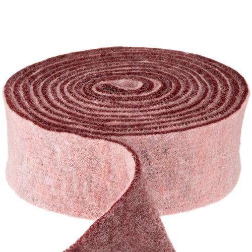 Filzband zweifarbig Topfband Wollfilz Band Rosa Rot 7,5cm 5m