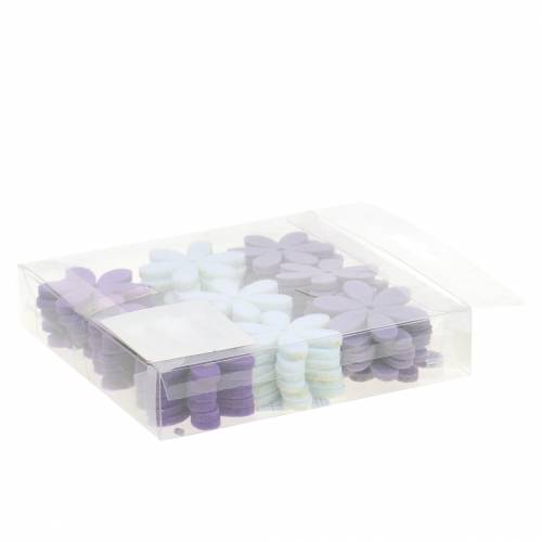 Floristik24 Filzblume Lila, Weiß Sortiert 4,5cm 54St