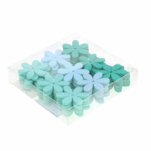 Floristik24 Filzblume Grün, Hellblau, Mintgrün Sortiert 4,5cm 54St