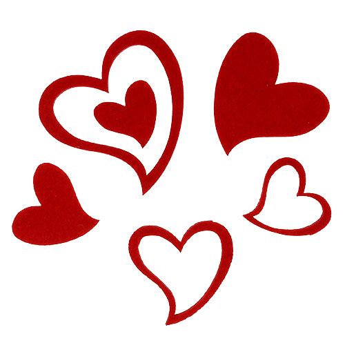 Floristik24 Filzherzen Mix 3cm - 7,5cm Rot 72 St