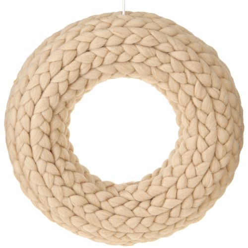 Floristik24 Filzwolle Deko Kranz in Hellbraun zum Hängen Ø30cm B4cm