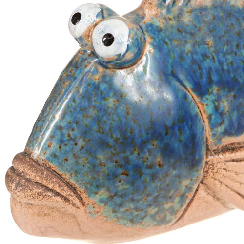 Floristik24 Fisch Deko Keramik Blau Natur Sommerdeko 22×7×11cm