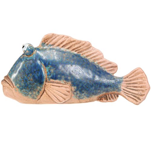 Floristik24 Fisch Deko Keramik Blau Natur Sommerdeko 22×7×11cm