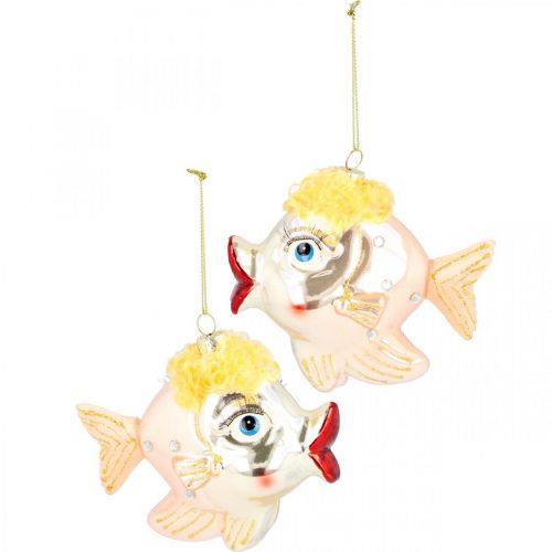 Artikel Christbaumschmuck-Fische, Dekoanhänger, Weihnachtsdeko Echtglas H9,5cm 2St