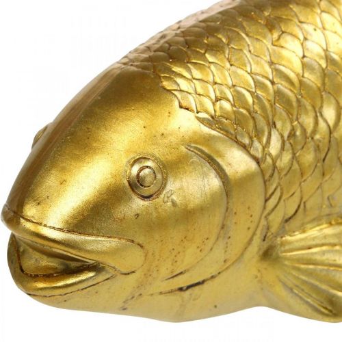 Floristik24 Deko Fisch zum Hinstellen, Fischskulptur Polyresin Golden Groß L25cm
